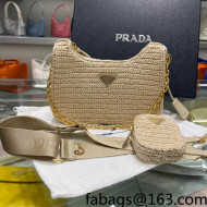 Prada Re-Edition 2005 Raffia Shoulder Bag 1BH204 Beige 2021 