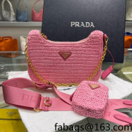 Prada Re-Edition 2005 Raffia Shoulder Bag 1BH204 Pink 2021  