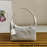 Prada Re-Edition 2000 Crystal Mini Hobo Bag 1NE515 Silver 2021