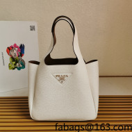 Prada Flou Leather Tote Bag 1BG335 White 2021 