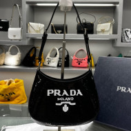 Prada Cleo Sequins Shoulder Bag 1BC169 Black 2022