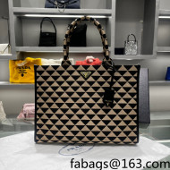 Prada Large Symbole Jacquard Fabric Handbag 1BA356 Black/Beige 2022