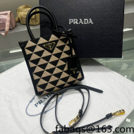 Prada Symbole Jacquard Fabric Micro Handbag 1BA355 Black/Beige 2022