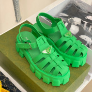 Prada Foam Rubber Flatform Sandals 5.5cm Green 2022 032631