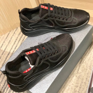 Prada Men's America's Cup Fabric Sneakers Black 2022 