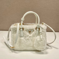  Prada Galleria Shearling Mini Bag 1BA906 White 2023