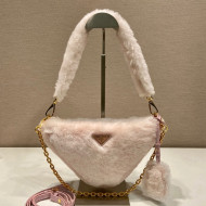 Prada Signaux Shearling Triangle Pouch Bag Triangle Pink 2023