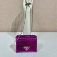  Prada Card Holder with Shoulder Strap and Sequins 1MR024 Purple 2023