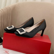 Roger Vivier Satin Crystal Buckle Pumps 7cm Black 2022 19