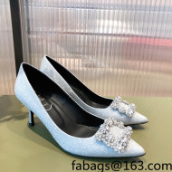 Roger Vivier Sequins Crystal Buckle Pumps 6.5cm Blue 2022 21