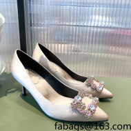 Roger Vivier Satin Crystal Buckle Pumps 6.5cm Nude Pink 2022 25