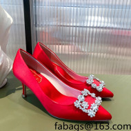 Roger Vivier Satin Crystal Buckle Pumps 6.5cm Red 2022 26