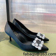 Roger Vivier Satin Crystal Buckle Pumps 6.5cm Black 2022 27