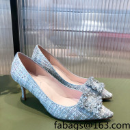 Roger Vivier Tweed Crystal Buckle Pumps 6.5cm Blue 2022 28