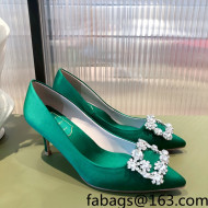 Roger Vivier Satin Crystal Buckle Pumps 6.5cm Green 2022 30