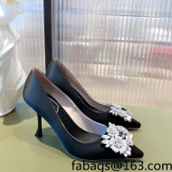 Roger Vivier Satin Crystal Buckle Pumps 8.5cm Black 2022 31