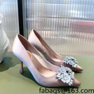 Roger Vivier Satin Crystal Buckle Pumps 8.5cm Nude Pink 2022 32