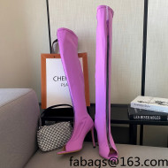 Gianvito Rossi Hiroko Lycra Fabric High Heel Over-knee Boots 10.5 cm Purple 2022