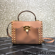 Valentino Small Rockstud Calfskin Tote Bag 0056 Nude 2022