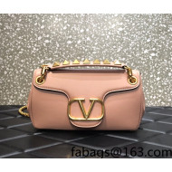 Valentino Stud Sign Nappa Leather Shoulder Bag Nude 2021