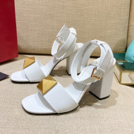 Valentino One Stud Lambskin Sandals 9cm White 2022 72