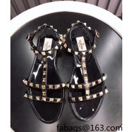 Valentino PVC Stud Flat Sandals Black 2022 85