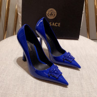 Versace Glazed Leather Pumps 11cm Blue 2022 031941