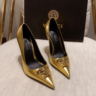 Versace Glazed Leather Pumps 11cm Gold 2022 031942