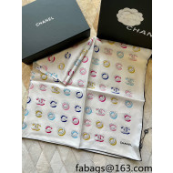 Chanel Silk Square Scarf 90x90cm White 2022 22