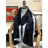 Chanel Silk Scarf 62x180cm Black 2022 07