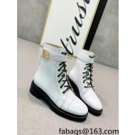 Balmain Calfskin Leather B Buckle Ankle Boots White 2021 120434