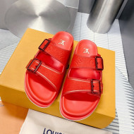 Louis Vuitton Men's LV Trainer Flat Slide Sandals Red 2022 030777