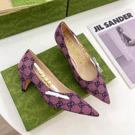 Gucci GG Canvas Pumps 5.5cm with 'GUCCI' Bow Purple 2022