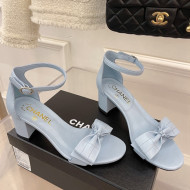 Chanel Meidum Heel Sandals with Bow 6cm Blue 2022 032820