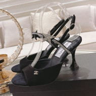 Chanel Suede Heel Sandals with Pearl and Star Charm 8cm Black 2022