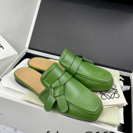 Loewe Gate Calfskin Flat Mules Green 2022 032866