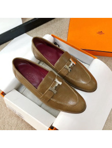 Hermes Paris Lambskin Flat Loafers Brown 2020