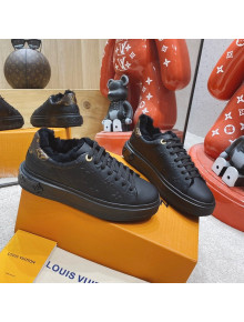 Louis Vuitton Time Out Leather Shearling Sneakers Black 2021 1117107