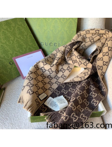 Gucci GG Wool Scarf 25x180cm Beige/Brown 2021 07