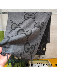 Gucci Maxi-GG Cashmere Scarf 45x200cm Black/Grey 2021 08