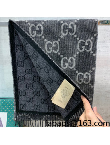 Gucci GG Wool Scarf 34x194cm Black 2021 49