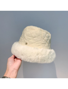 Chanel Rabbit Fur and Cotton Padded Bucket Hat White 2021 63