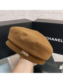 Dior Canvas Beret Hat Brown 2021