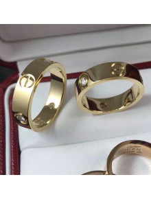 Cartier Yellow Gold Nologo Love Ring with 3 Diamonds,Classic 06