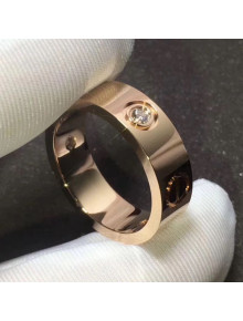 Cartier Pink Gold Love Ring with 3 Diamonds,Classic 06