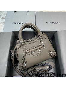 Balenciaga Neo Classic Mini Bag in Grained Calfskin Khaki Grey/Silver 2021 638512