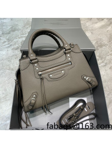 Balenciaga Neo Classic Small Bag in Grained Calfskin Khaki Grey/Silver 2021 638511