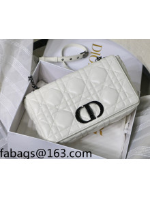 Dior Large Caro Chain Bag in Quilted Macrocannage Calfskin White/Black 2021 