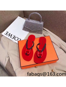 Hermes Beach Thong Slide Sandals Red 2022 02