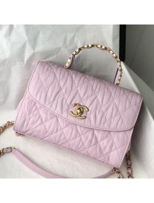 Chanel Crumpled Lambskin Small Flap Bag with Top Handle AS2478 Pink 2021